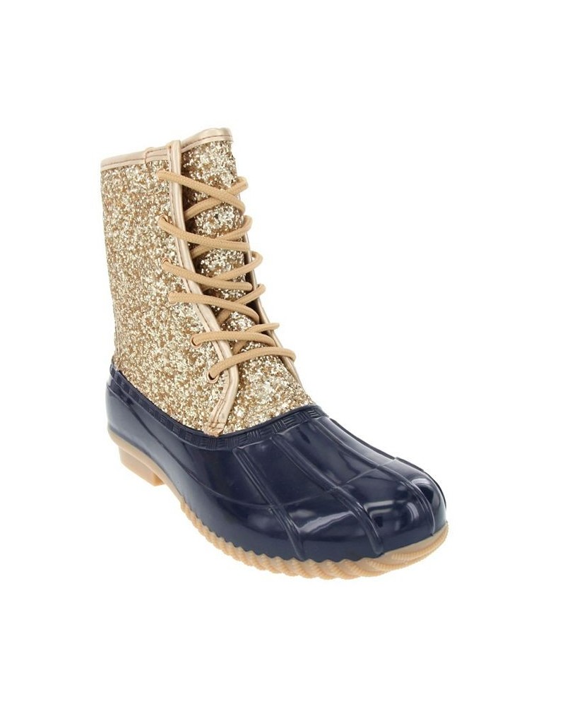 Women's Skylar Glitter Duck Boots Yellow $30.80 Shoes