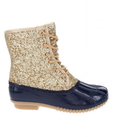 Women's Skylar Glitter Duck Boots Yellow $30.80 Shoes