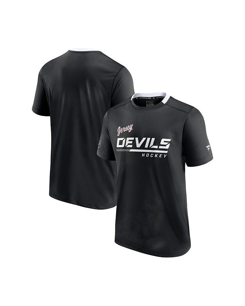 Men's Branded Black New Jersey Devils Authentic Pro Alternate Logo Locker Room Performance T-shirt $18.80 T-Shirts