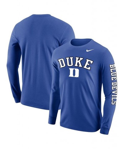 Men's Royal Duke Blue Devils Arch and Logo Two-Hit Long Sleeve T-shirt $29.14 T-Shirts