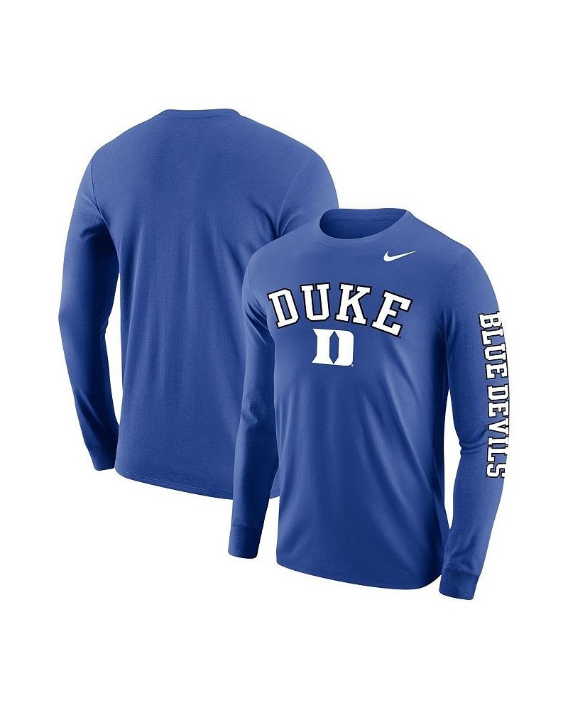 Men's Royal Duke Blue Devils Arch and Logo Two-Hit Long Sleeve T-shirt $29.14 T-Shirts