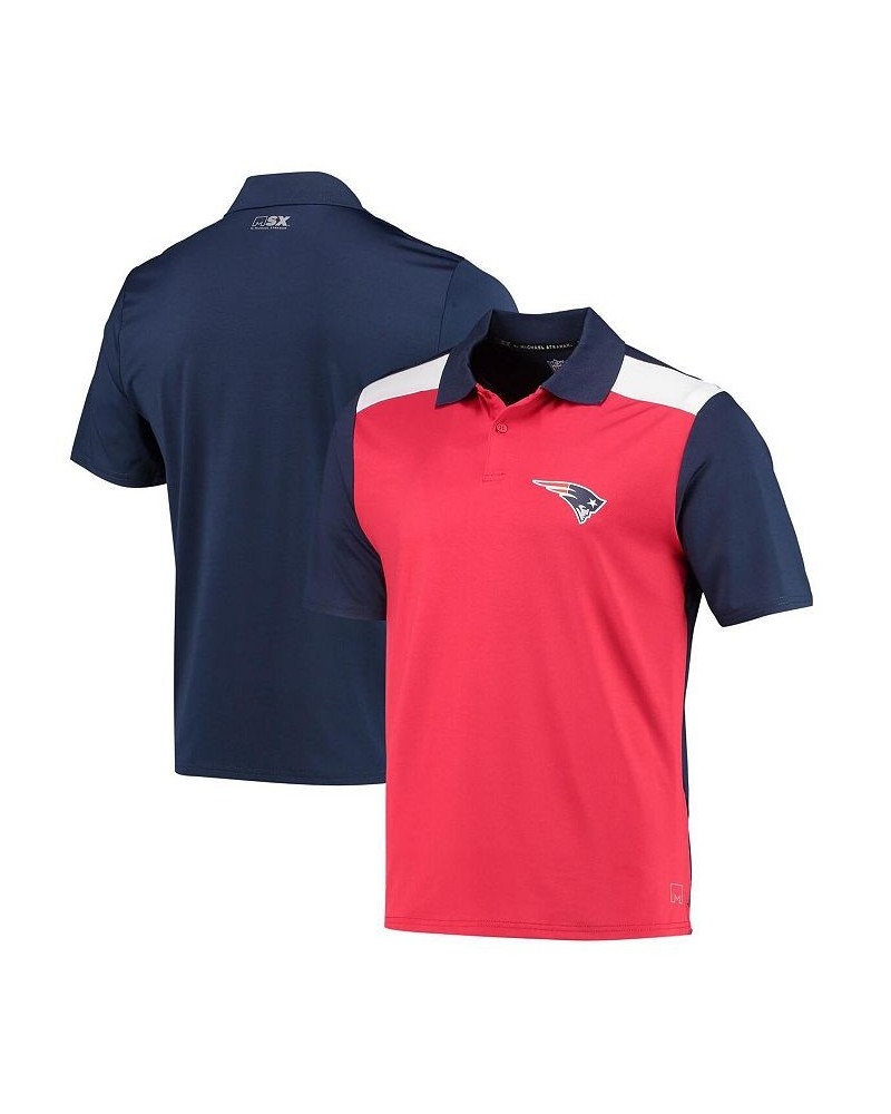 Men's Red, Navy New England Patriots Challenge Color Block Performance Polo Shirt $26.00 Polo Shirts