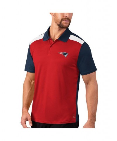 Men's Red, Navy New England Patriots Challenge Color Block Performance Polo Shirt $26.00 Polo Shirts