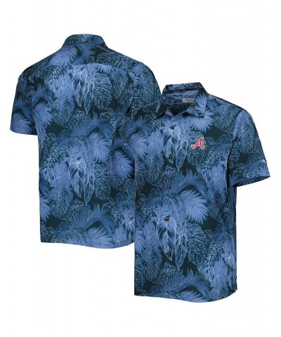Men's Blue Atlanta Braves Bahama Coast Luminescent Fronds IslandZone Button-Up Camp Shirt $47.20 Shirts