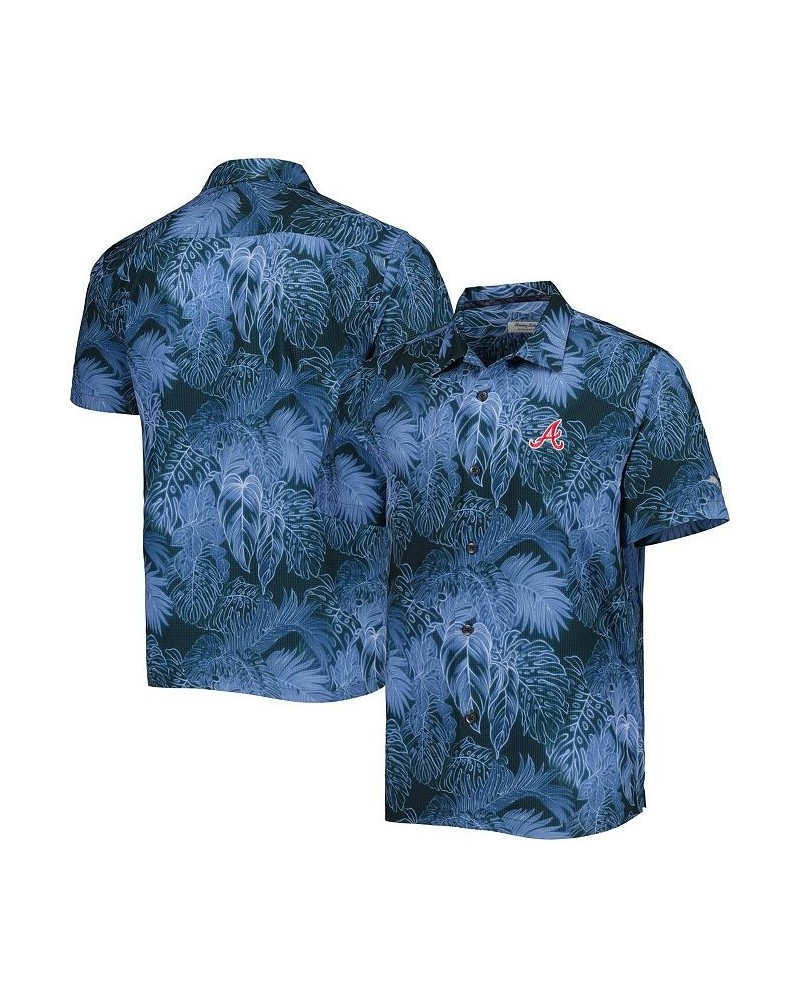 Men's Blue Atlanta Braves Bahama Coast Luminescent Fronds IslandZone Button-Up Camp Shirt $47.20 Shirts