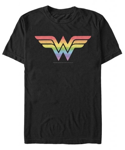 Men's Wonder Woman Wonder Rainbow Short Sleeve T-shirt Black $15.05 T-Shirts