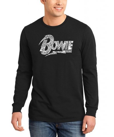 Men's David Bowie Logo Word Art Long Sleeve T-shirt Multi $16.80 T-Shirts