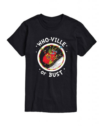 Men's Dr. Seuss The Grinch Who-Ville or Bust Graphic T-shirt Black $17.50 T-Shirts