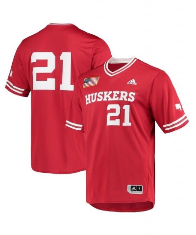 Men's Scarlet Nebraska Huskers Replica V-Neck Baseball Jersey $28.70 Jersey