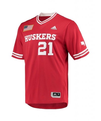 Men's Scarlet Nebraska Huskers Replica V-Neck Baseball Jersey $28.70 Jersey