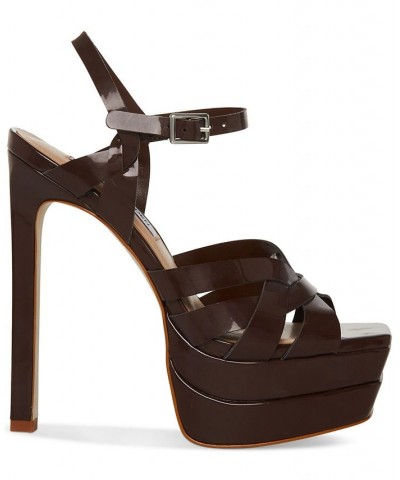 Women's Flirt Strappy Platform Dress Sandals Brown $47.60 Shoes