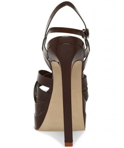 Women's Flirt Strappy Platform Dress Sandals Brown $47.60 Shoes