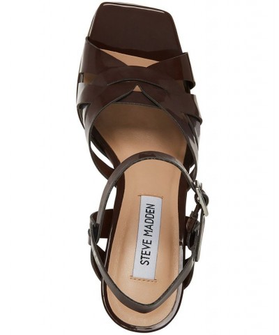 Women's Flirt Strappy Platform Dress Sandals Brown $47.60 Shoes