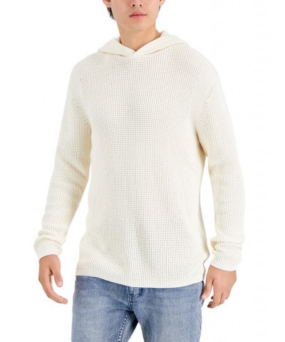 Men's Acid Wash Hooded Sweater White $17.73 Sweatshirt