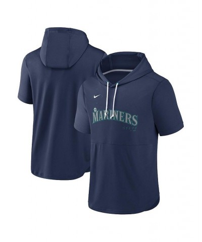 Men's Navy Seattle Mariners Springer Short Sleeve Team Pullover Hoodie $31.50 Sweatshirt