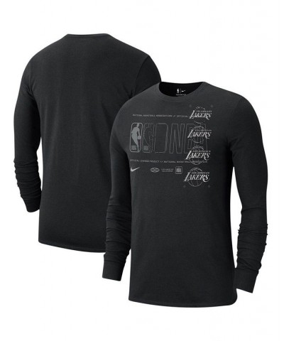 Men's Black Los Angeles Lakers Courtside Chrome Long Sleeve T-shirt $18.06 T-Shirts