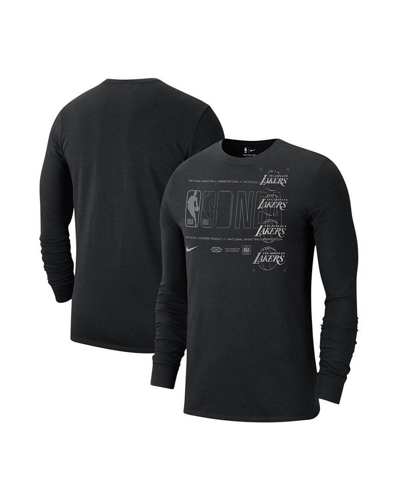 Men's Black Los Angeles Lakers Courtside Chrome Long Sleeve T-shirt $18.06 T-Shirts