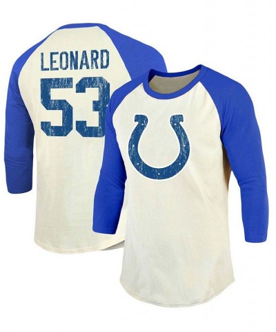 Men's Darius Leonard Cream, Royal Indianapolis Colts Vintage-Inspired Player Name Number Raglan 3/4 Sleeve T-shirt $24.37 T-S...