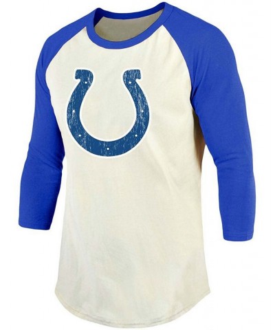 Men's Darius Leonard Cream, Royal Indianapolis Colts Vintage-Inspired Player Name Number Raglan 3/4 Sleeve T-shirt $24.37 T-S...