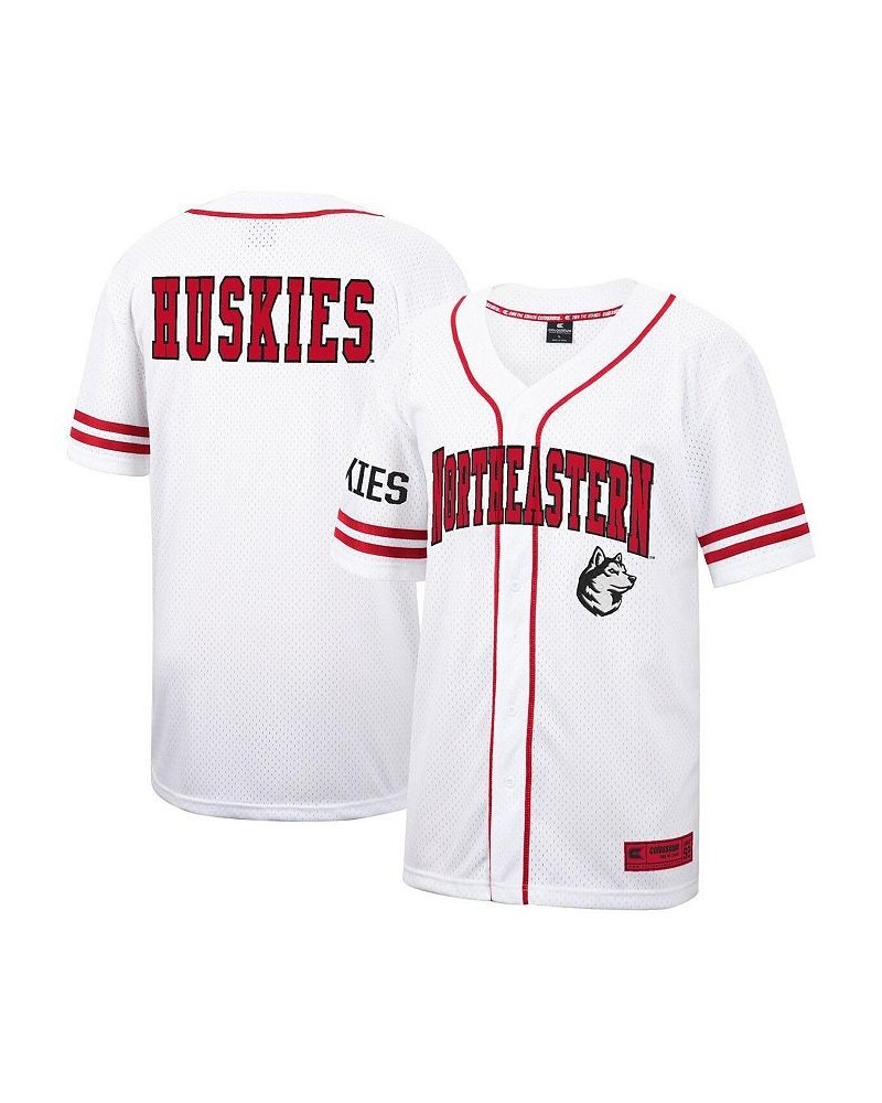 Men's White Northeastern Huskies Free-Spirited Full-Button Baseball Jersey $39.74 Jersey