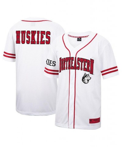 Men's White Northeastern Huskies Free-Spirited Full-Button Baseball Jersey $39.74 Jersey