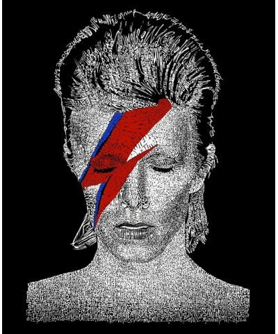 Men's Premium David Bowie Aladdin Sane Word Art T-shirt Black $20.70 T-Shirts