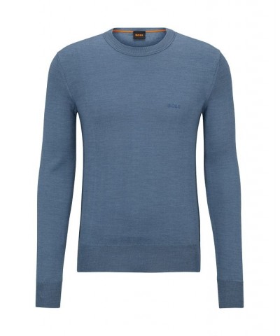 BOSS Men's Regular-Fit Tonal Logo Crew-Neck Sweater Blue $32.40 Sweaters