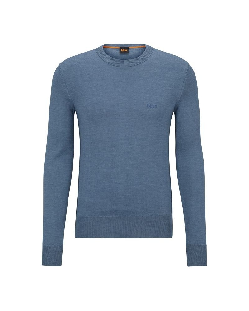 BOSS Men's Regular-Fit Tonal Logo Crew-Neck Sweater Blue $32.40 Sweaters