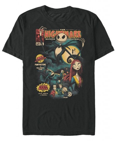 Men's Nightmare Before Christmas Comic Cover Short Sleeves T-shirt Black $16.10 T-Shirts