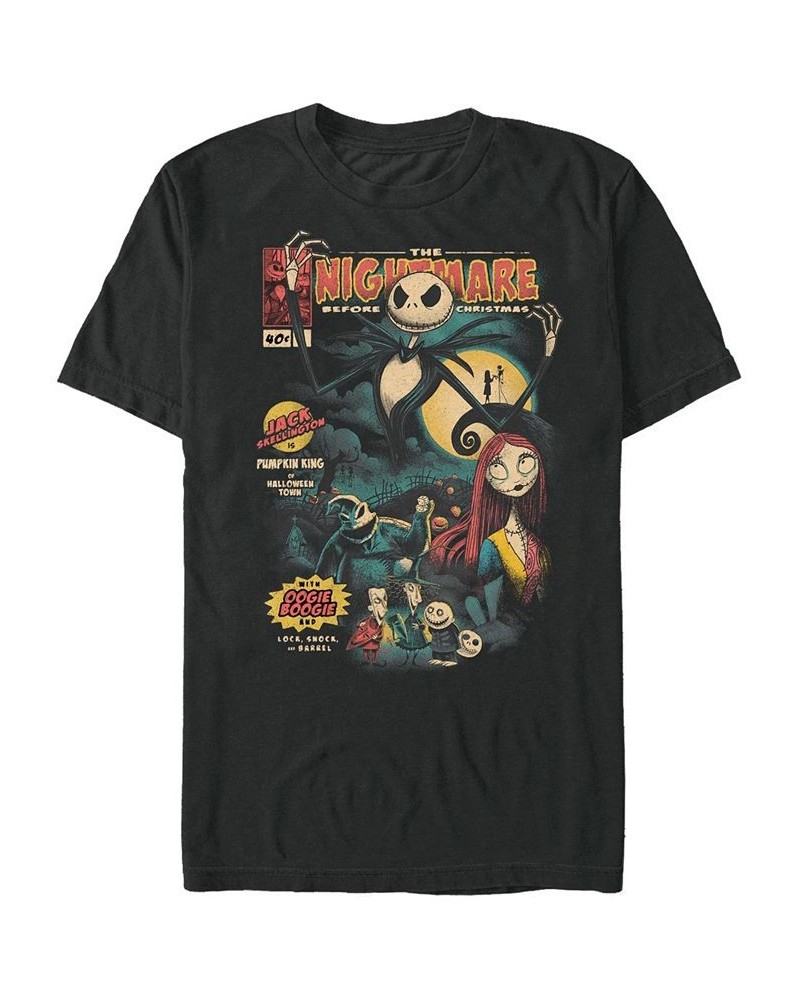 Men's Nightmare Before Christmas Comic Cover Short Sleeves T-shirt Black $16.10 T-Shirts