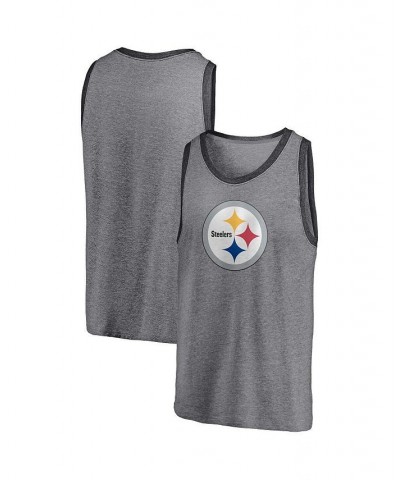 Men's Branded Heathered Gray and Heathered Charcoal Pittsburgh Steelers Famous Tri-Blend Tank Top $20.00 T-Shirts