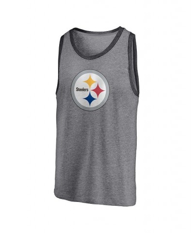 Men's Branded Heathered Gray and Heathered Charcoal Pittsburgh Steelers Famous Tri-Blend Tank Top $20.00 T-Shirts