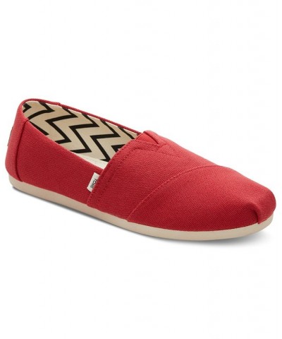 Women's Alpargata Recycled Slip-On Flats Red Recycled Canvas $26.55 Shoes