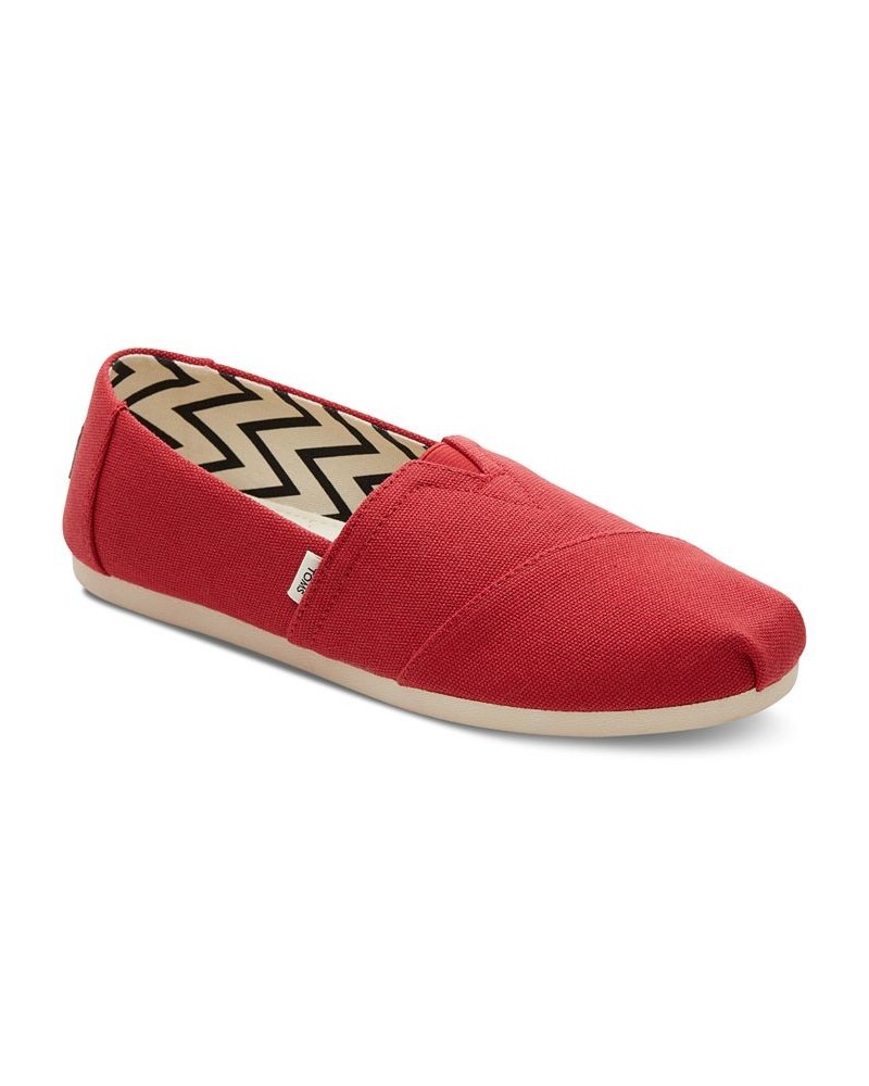 Women's Alpargata Recycled Slip-On Flats Red Recycled Canvas $26.55 Shoes