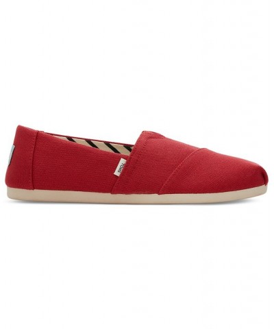 Women's Alpargata Recycled Slip-On Flats Red Recycled Canvas $26.55 Shoes