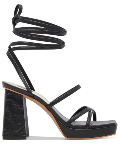 Women's Amanda Ankle-Tie Platform Sandals Black $66.00 Shoes