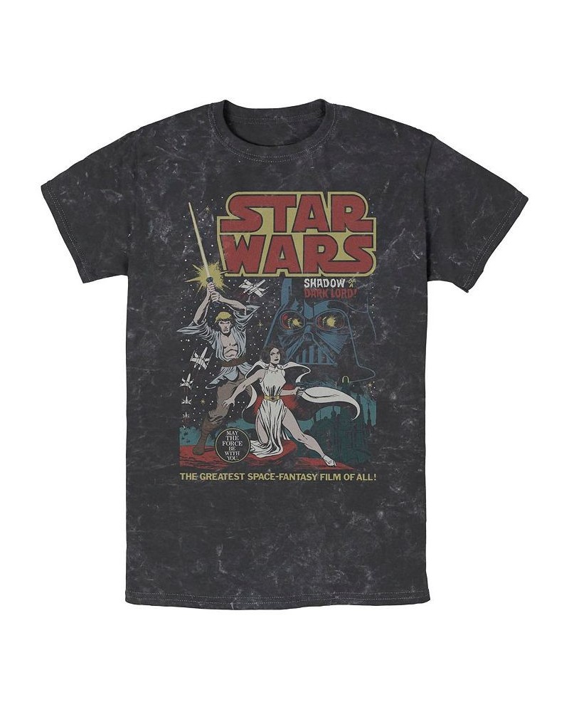 Men's Star Wars Great Space Fantasy Short Sleeve Mineral Wash T-shirt Black $19.59 T-Shirts