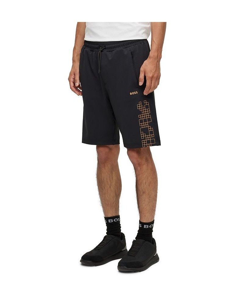 BOSS Men's Glow-In-The-Dark Artwork Active-Stretch Drawstring Shorts Black $44.80 Shorts