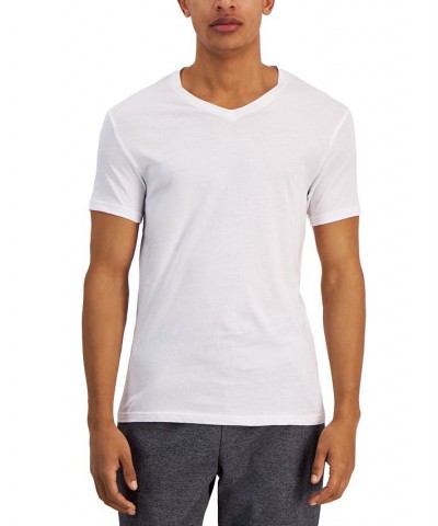 Men's Regular-Fit V-Neck Solid T-Shirts, Pack of 4 White $13.20 Undershirt