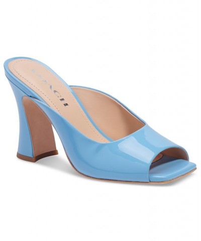 Laurence High Heel Dress Mule Sandals Blue $82.25 Shoes