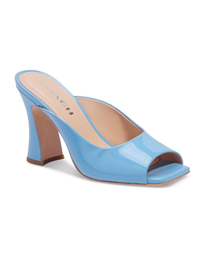 Laurence High Heel Dress Mule Sandals Blue $82.25 Shoes