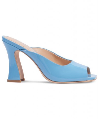 Laurence High Heel Dress Mule Sandals Blue $82.25 Shoes