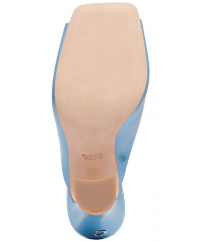 Laurence High Heel Dress Mule Sandals Blue $82.25 Shoes