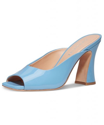 Laurence High Heel Dress Mule Sandals Blue $82.25 Shoes