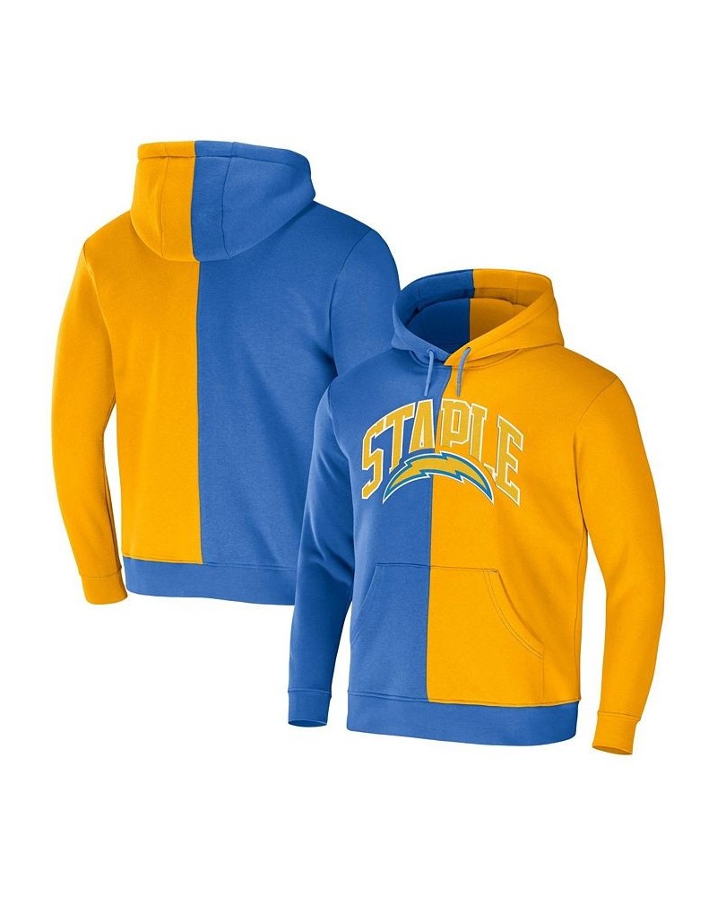 Men's NFL X Staple Blue, Yellow Los Angeles Chargers Split Logo Pullover Hoodie $31.68 Sweatshirt