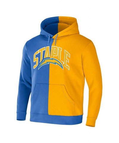 Men's NFL X Staple Blue, Yellow Los Angeles Chargers Split Logo Pullover Hoodie $31.68 Sweatshirt