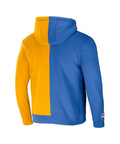 Men's NFL X Staple Blue, Yellow Los Angeles Chargers Split Logo Pullover Hoodie $31.68 Sweatshirt