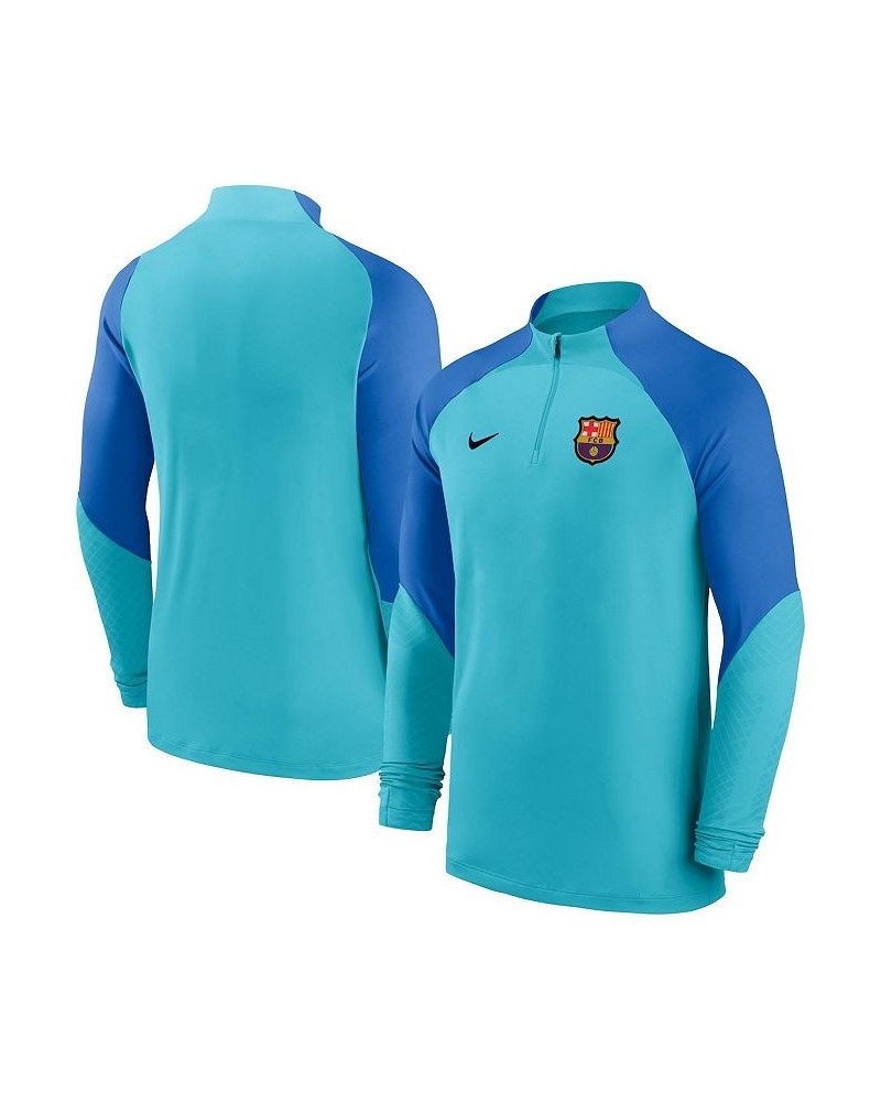 Men's Blue Barcelona Strike Drill Performance Raglan Quarter-Zip Long Sleeve Top $36.00 Tops