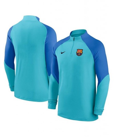 Men's Blue Barcelona Strike Drill Performance Raglan Quarter-Zip Long Sleeve Top $36.00 Tops