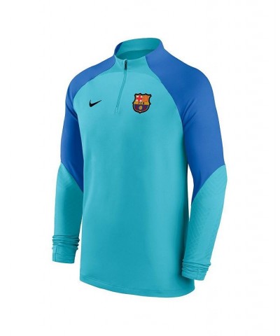 Men's Blue Barcelona Strike Drill Performance Raglan Quarter-Zip Long Sleeve Top $36.00 Tops